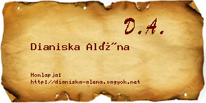 Dianiska Aléna névjegykártya